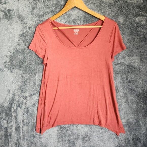 Mossimo Basic T-Shirt Top Tee Women Cross Strap Size XS Short Sleeve Soft Rustic - Picture 1 of 8